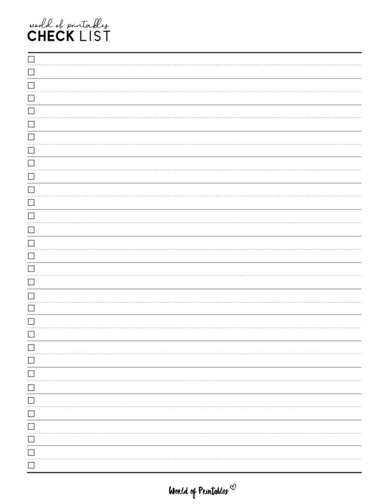 Blank checklist template