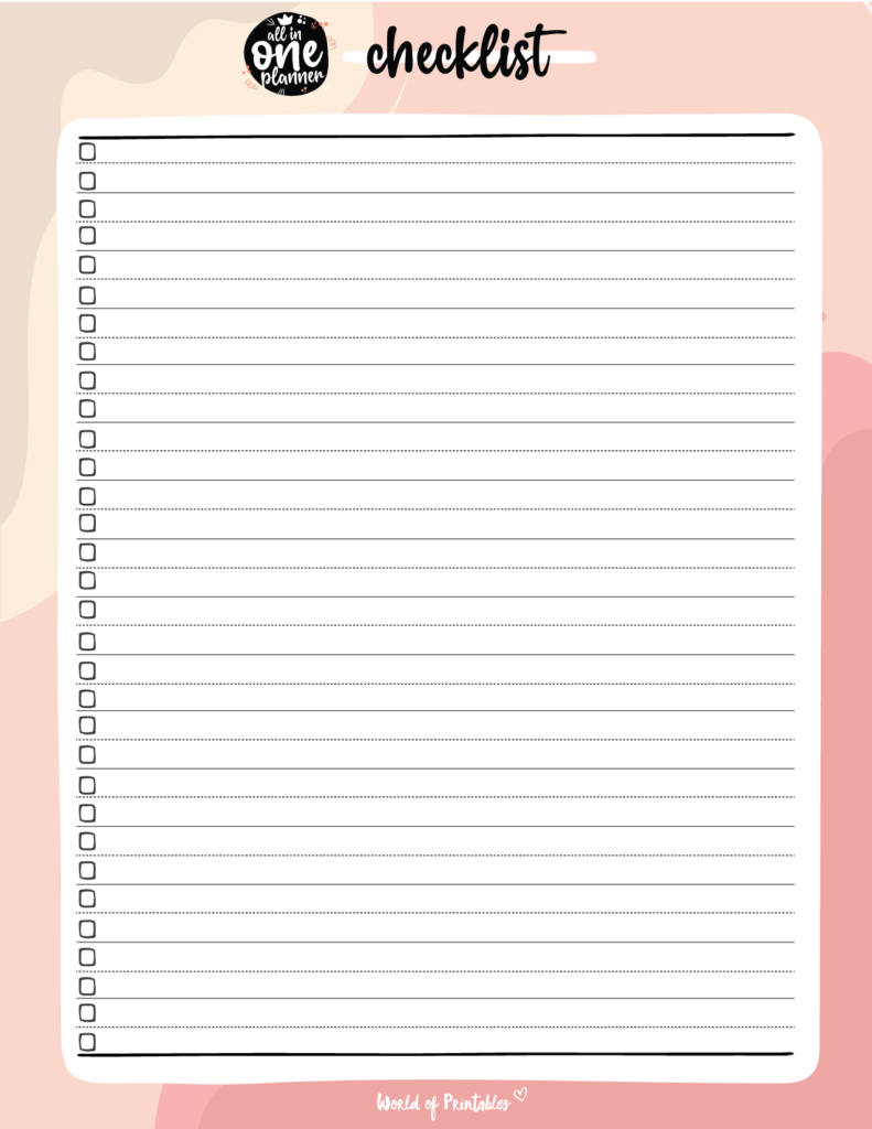 printable checklist template