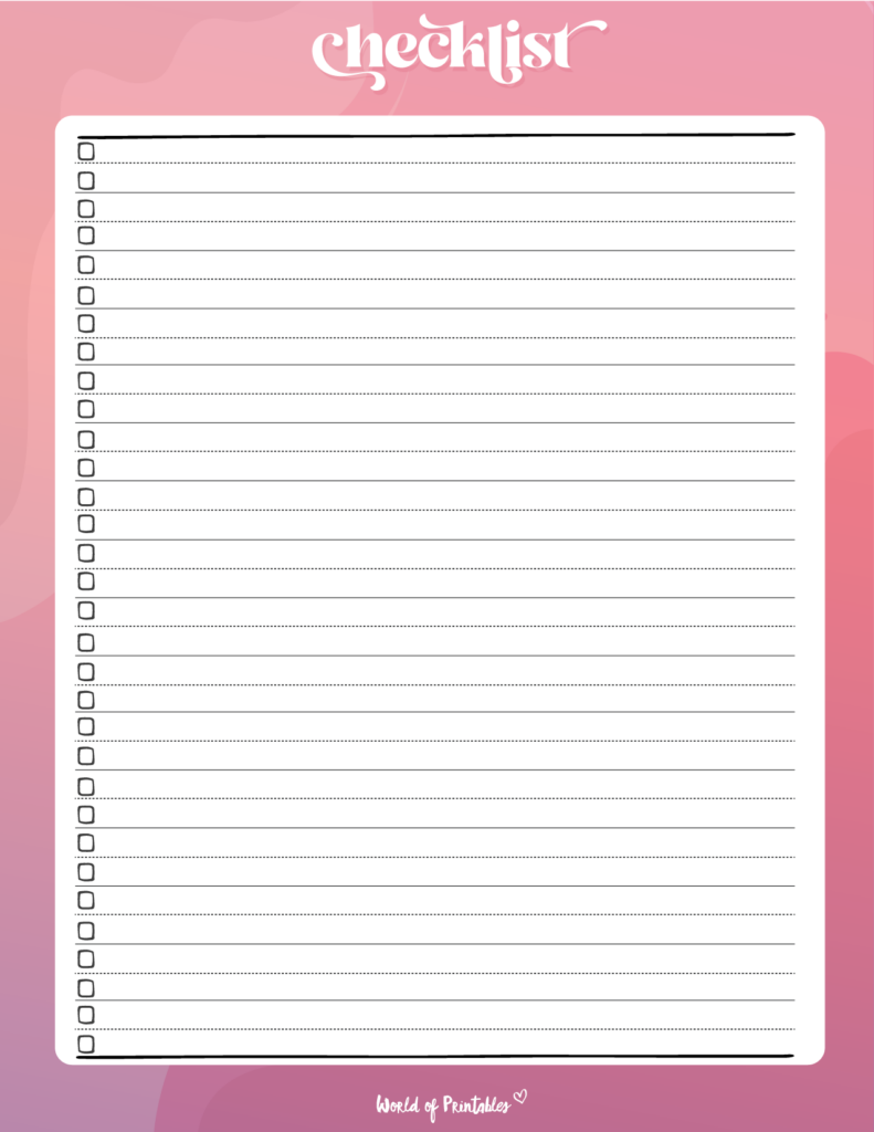 Pink checklist