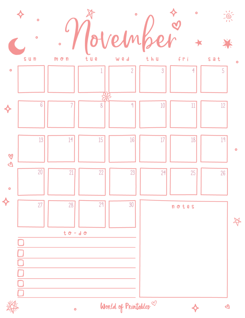 Cute November 2022 Calendar Printable