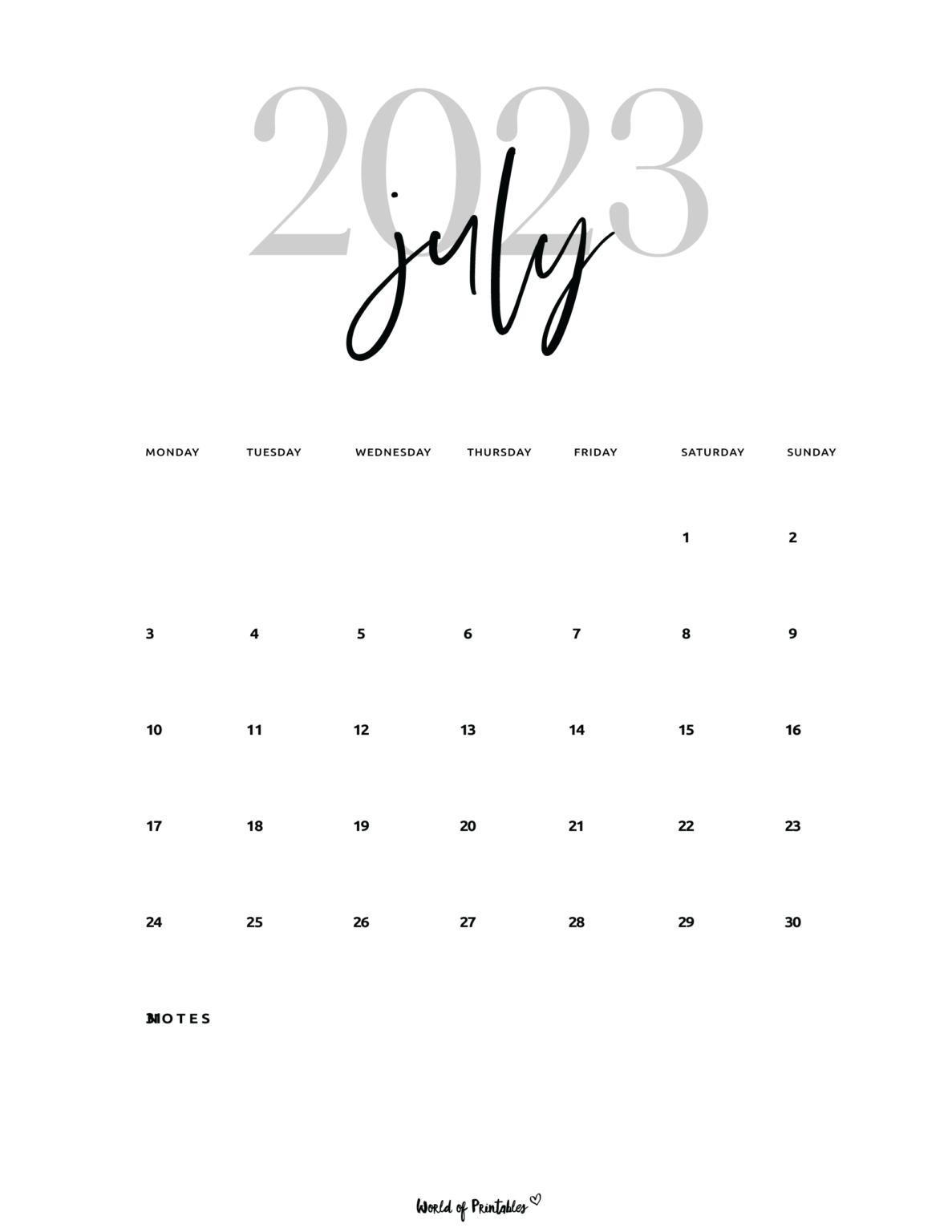 July 2023 calendars 100 best world of printables