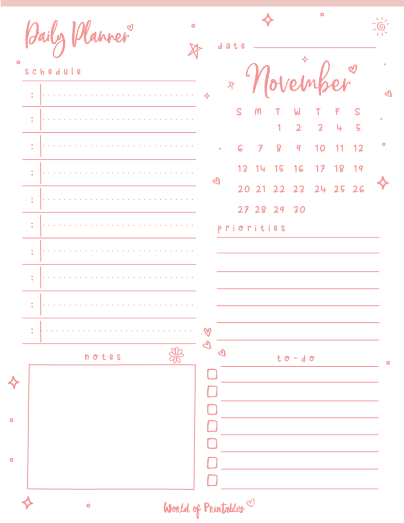 November 2022 Daily Planner Printable