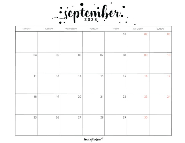 September 2023 Calendars | 100+ Styles - World of Printables