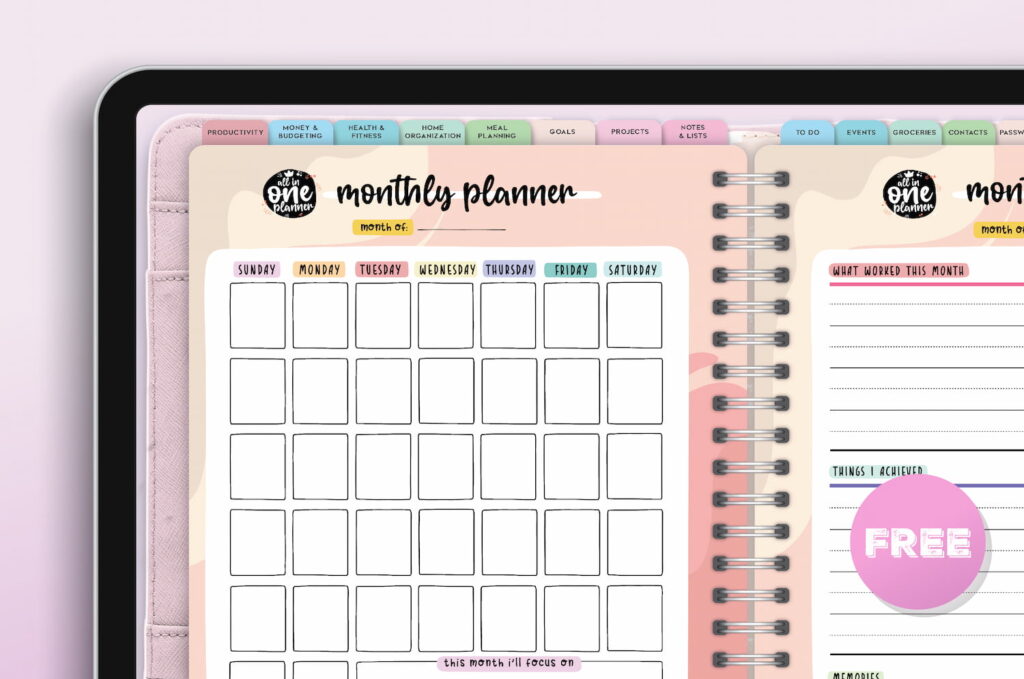 goodnotes monthly planner