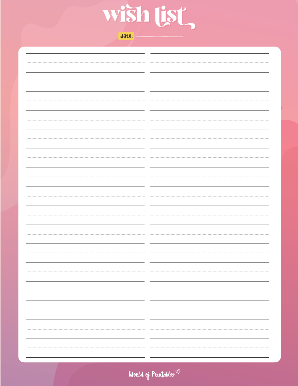 Wish List Templates - For Christmas, Amazon &amp; Universal - World of ...