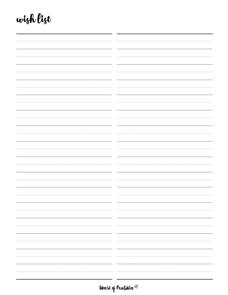 wish list template