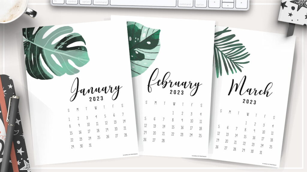 2023 Calendar Printable PDF In Botanical Style