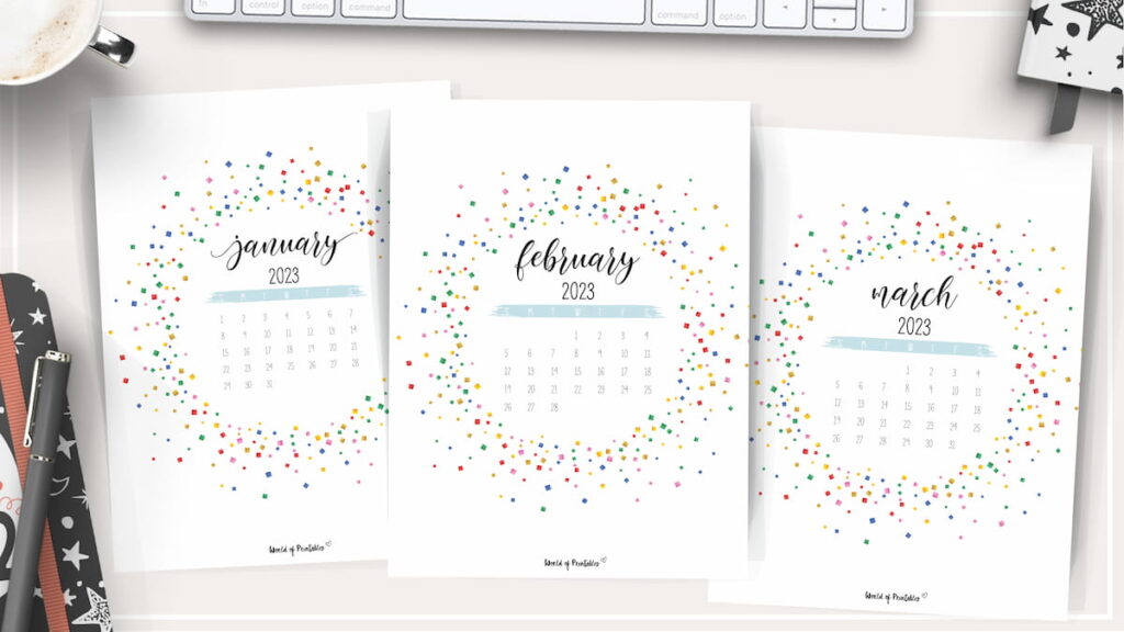 2023 Free Printable Calendar Colorful Theme