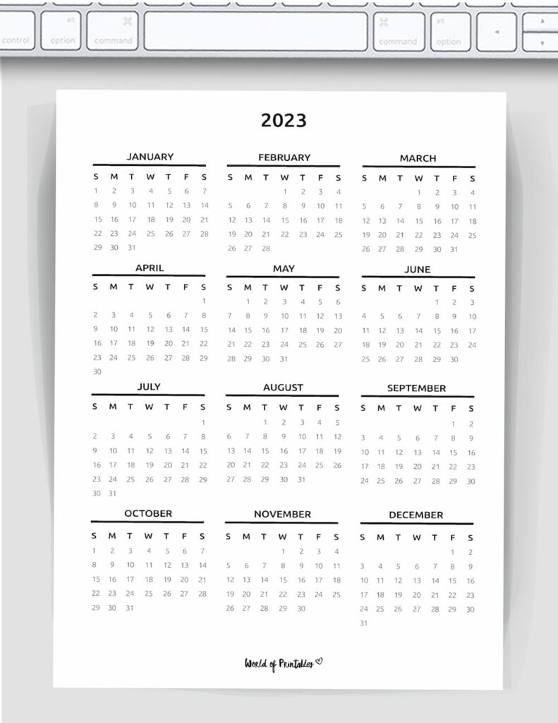 Basic year calendar 2023