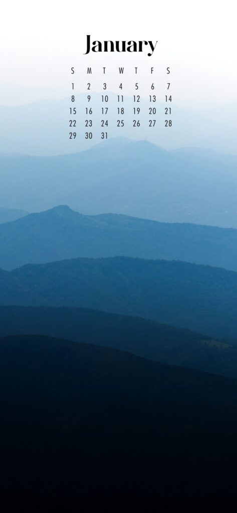 Blue January 2023 Calendar Wallpaper