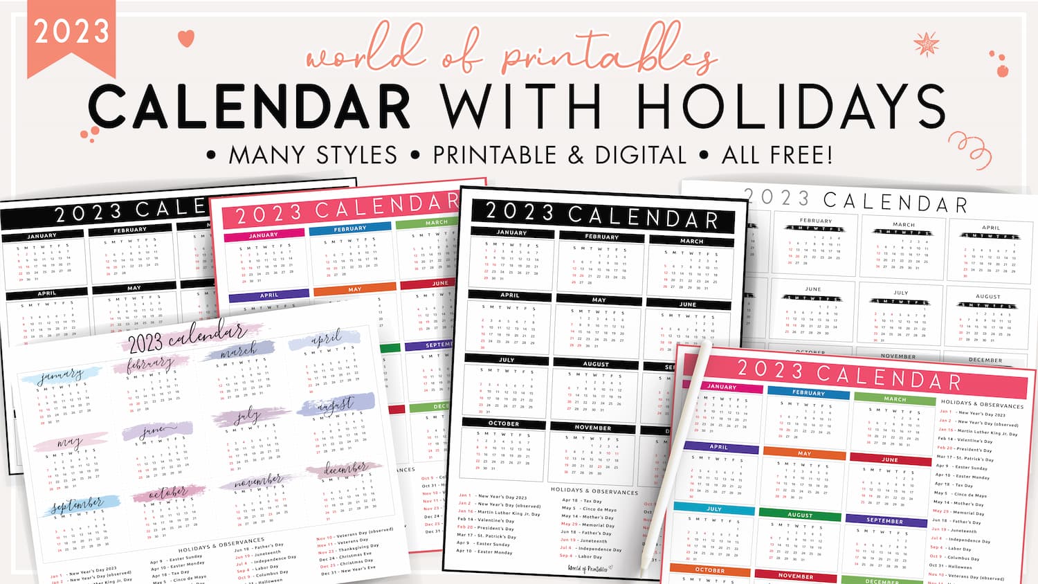 2023 Calendar With Holidays Printable Get Calendar 2023 Update