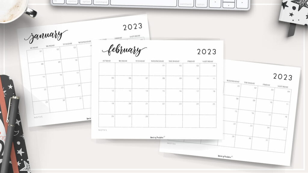 Calendar for 2023 Printable Free Templates