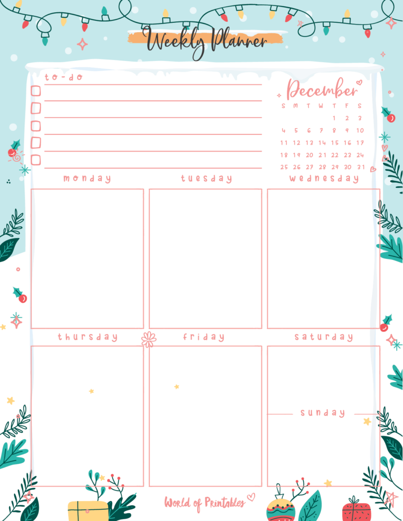 Christmas Weekly Planner December 2022