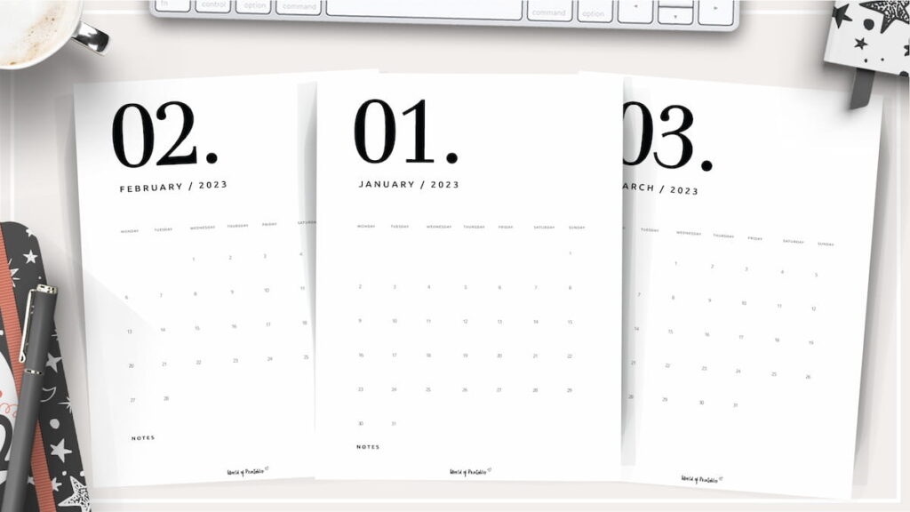 Classic Printable Calendar for 2023