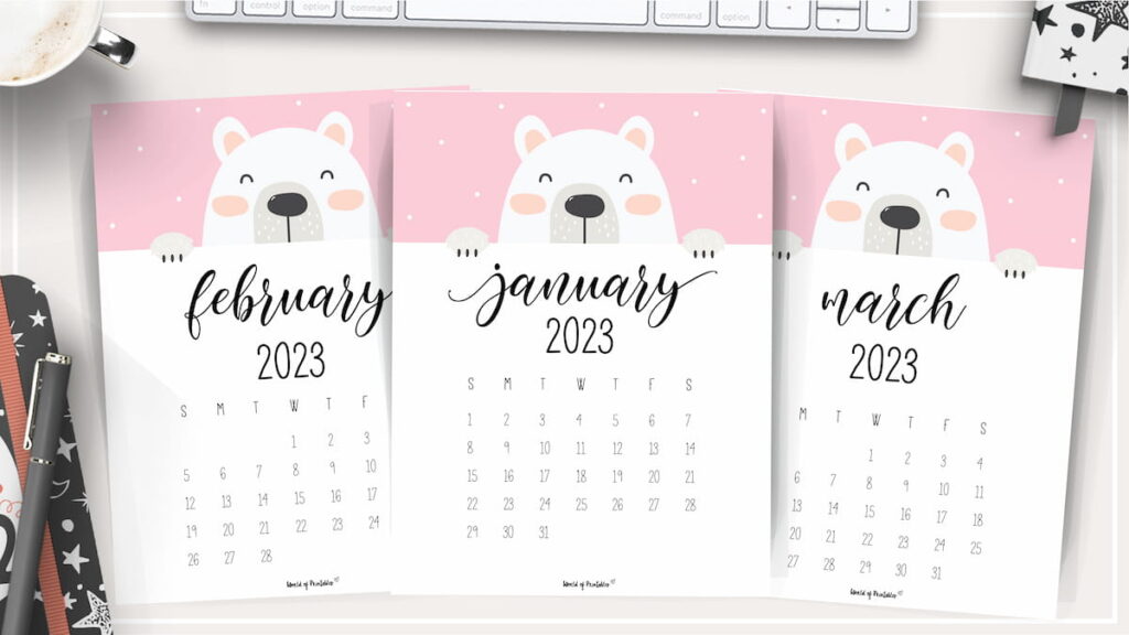 Cute Bear Calendar for 2023