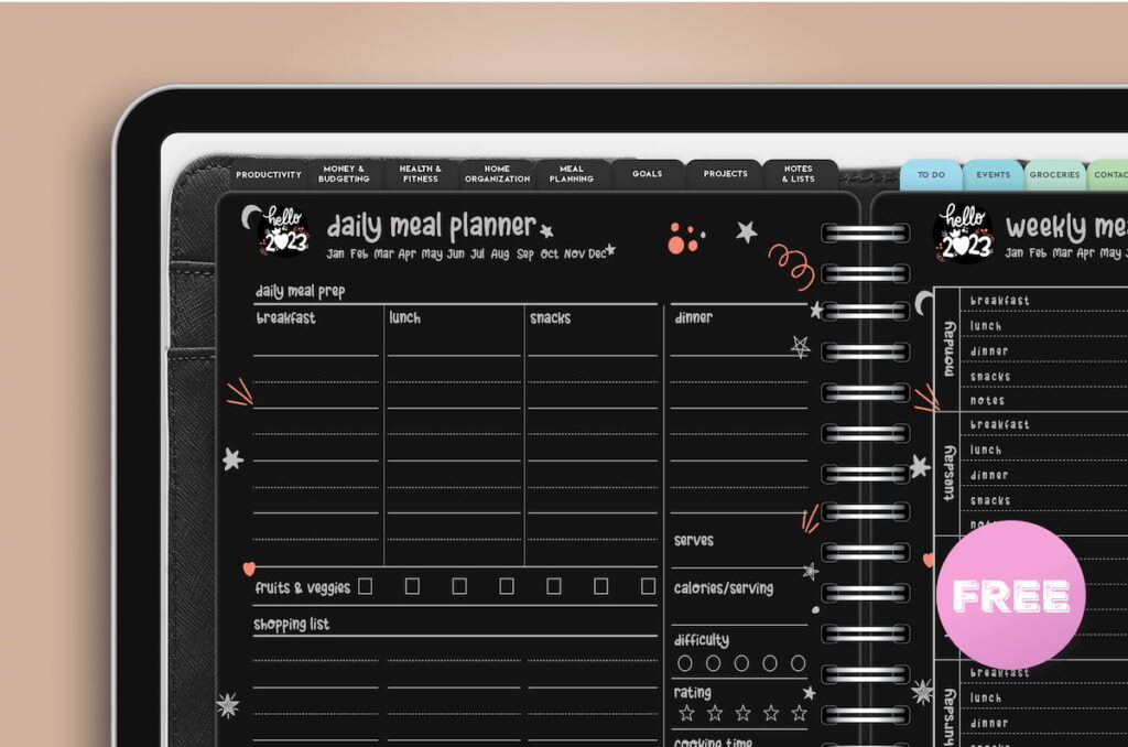 Digital Planner PDF Meal Planner