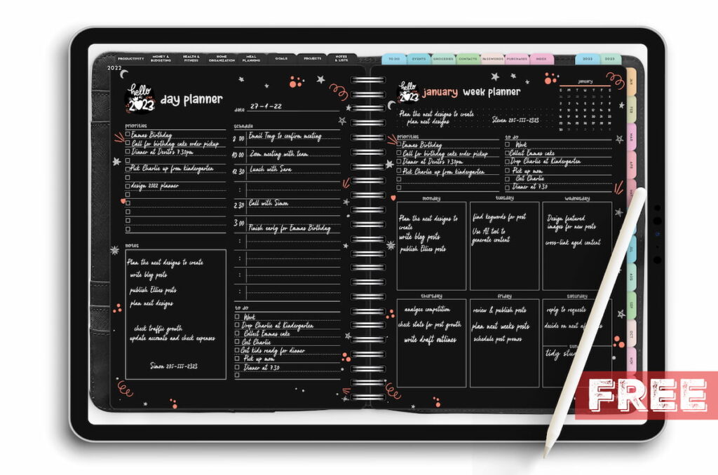 Digital Planner PDF with stylus