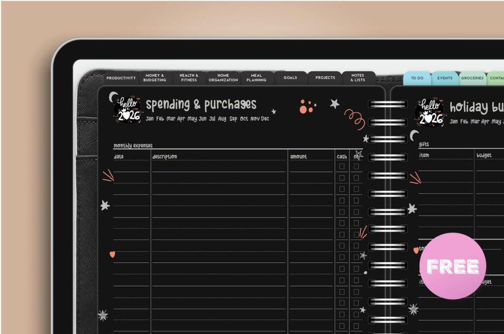 Digital Planner Spending Tracker
