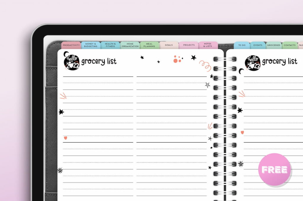 Digital Planner for iPad Grocery List