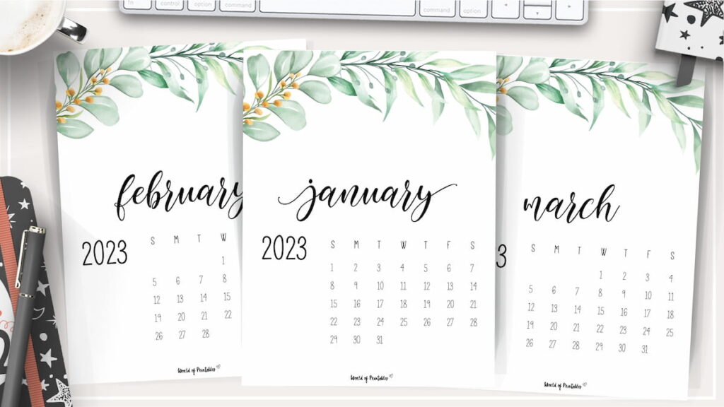 Free 2023 calendar in floral style
