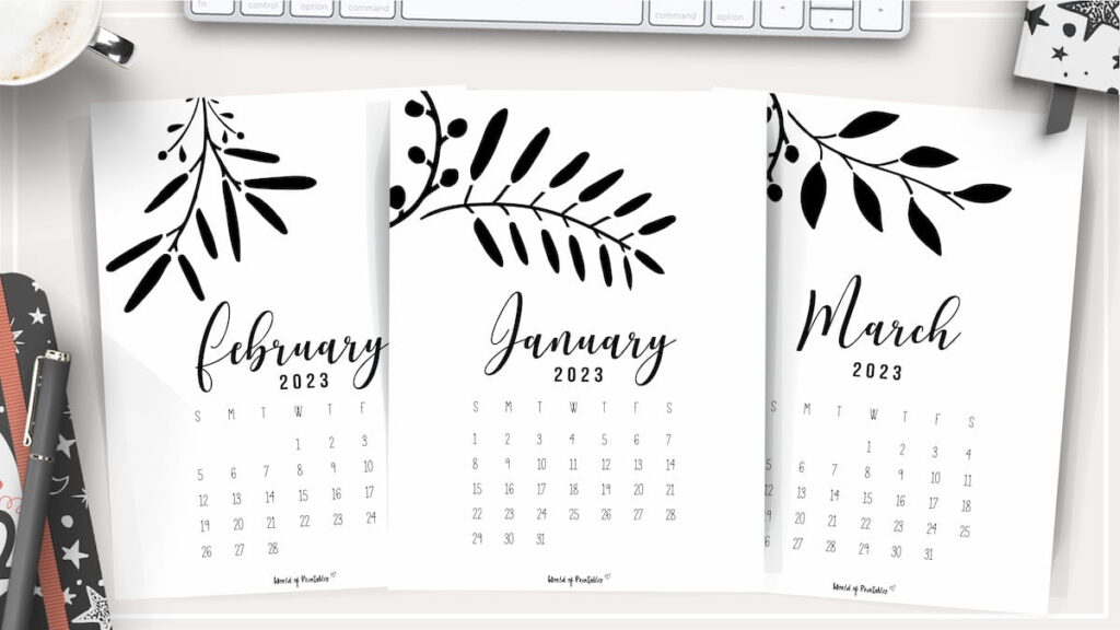 Free Calendar Template 2023 Botanical style