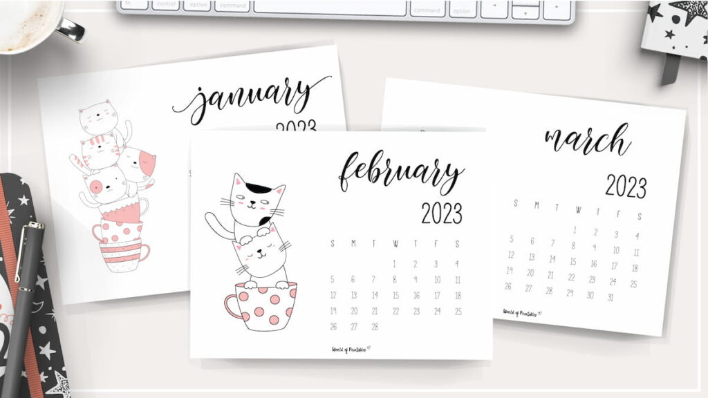 Free Kitten Calendar 2023 Printables for 2023