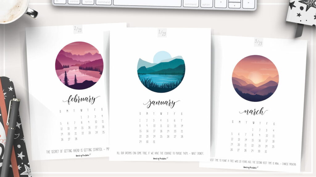 Free Printable Art Calendar 2023