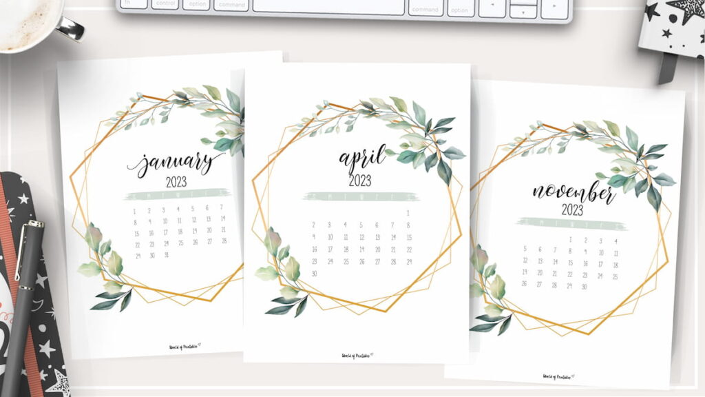 Free Printable Calendar for 2023 in Botanical Style