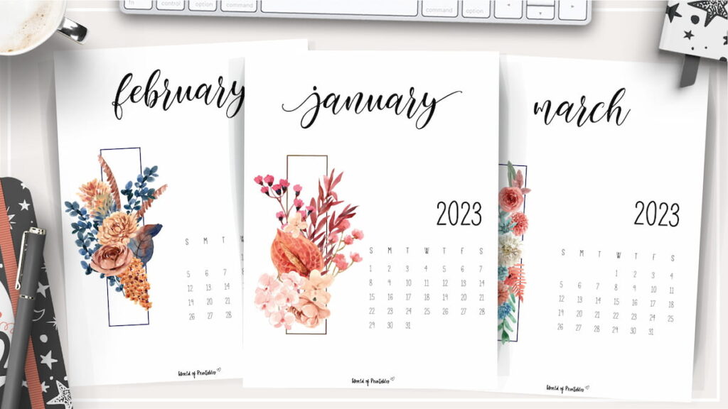 Free Printable Floral 2023 Calendar for 2023