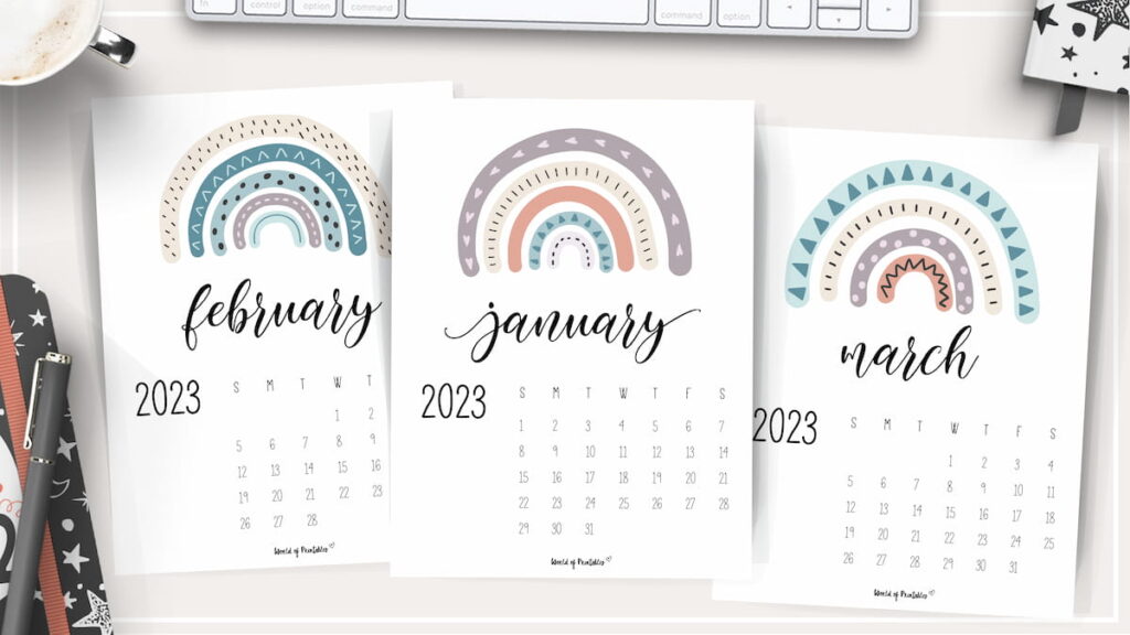 Free Printable Rainbow Calendar for 2023