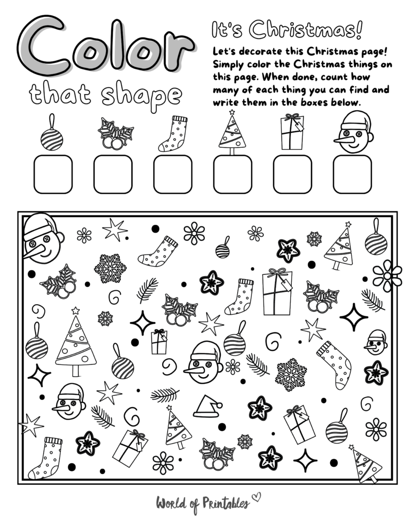 I Spy Christmas Coloring Page - 2