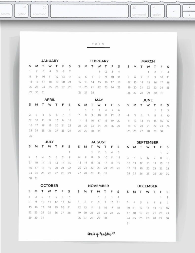 Minimalist Year Calendar 2023