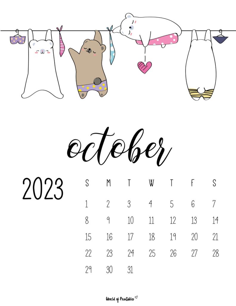 laundry room wall art calendar - october 2023
