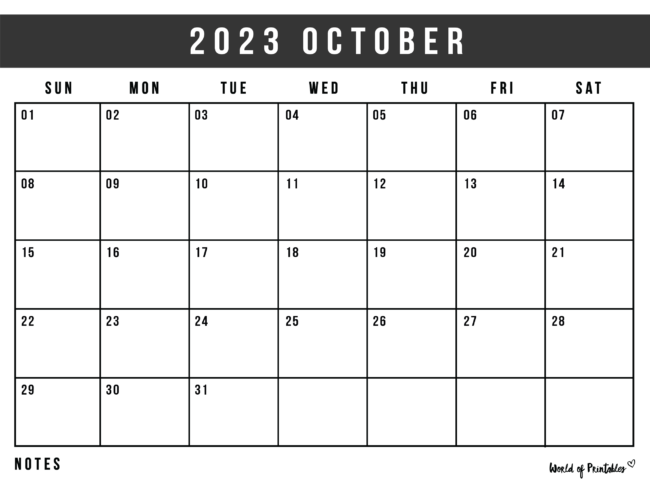 October 2023 Calendars 