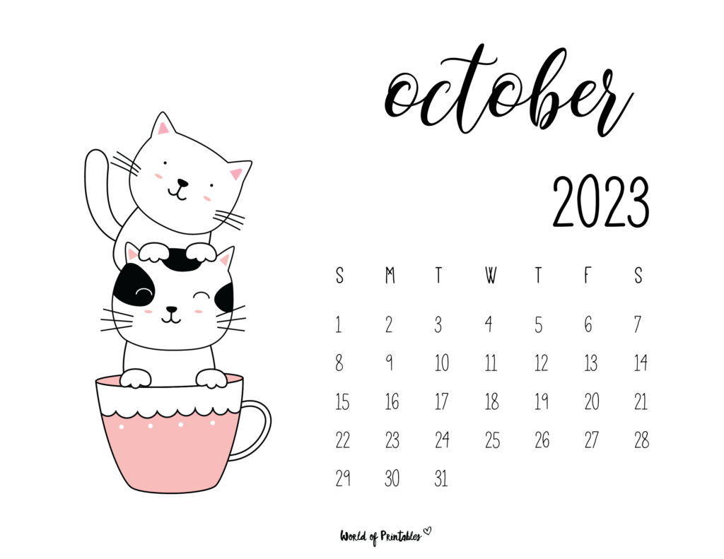 kitten calendar 2023 - october