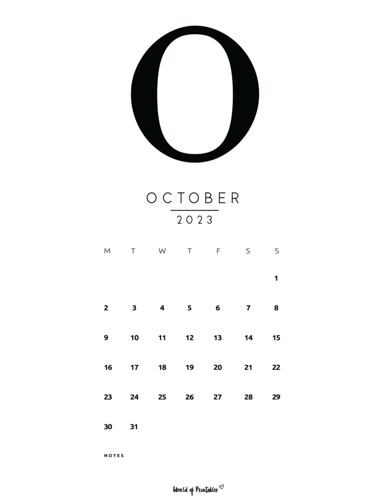 free printable monthly calendar 2023 - october