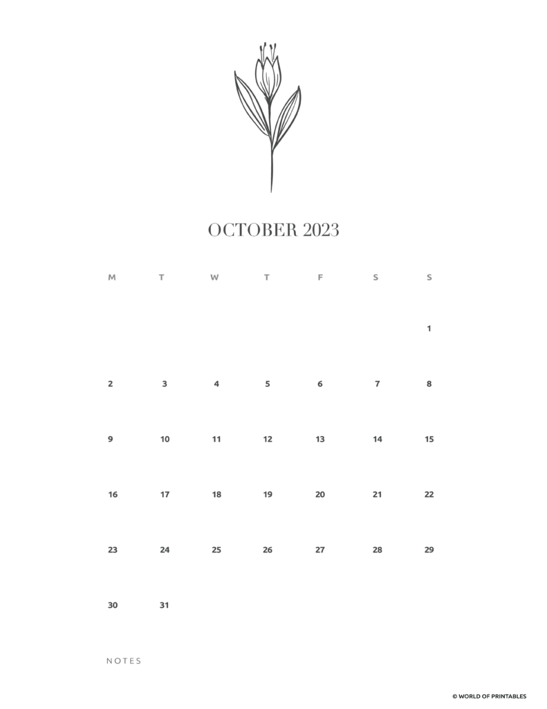 calendar printable 2023 - october