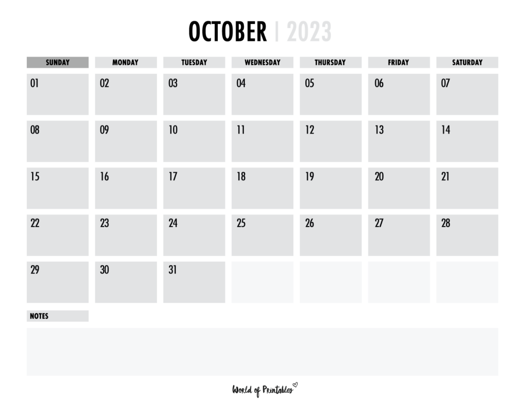 2023 free calendar - October