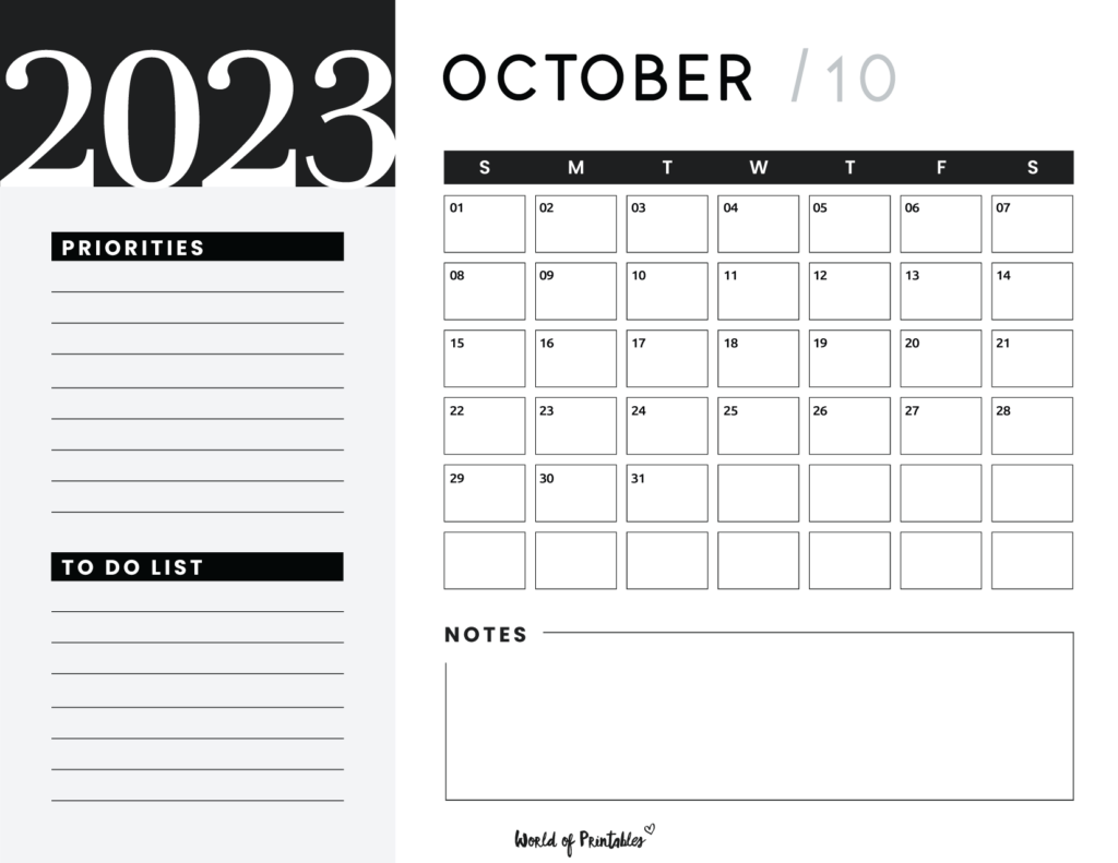 2023 free calendar - October