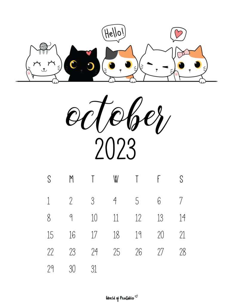 Cute October Calendar Printable estudioespositoymiguel com ar