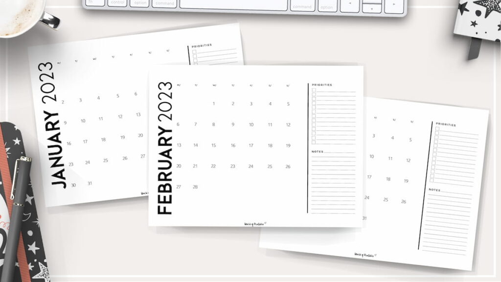 Printable 2022 Monthly Calendar For 2023