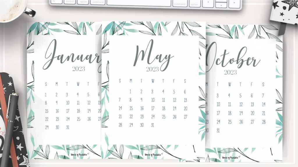 Printable 2023 Calendar Botanical Style