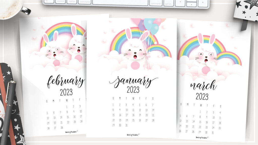 Printable Bunny Calendar for 2023