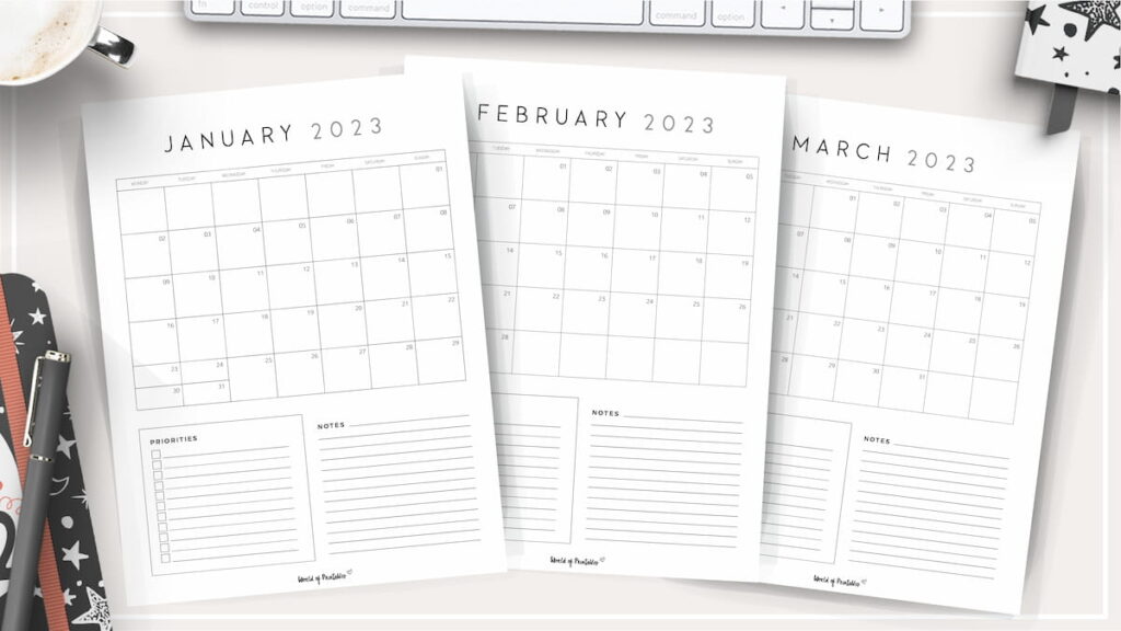 Printable Family Organiser Calendar for 2023
