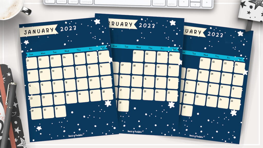 Starry 2023 monthly calendar