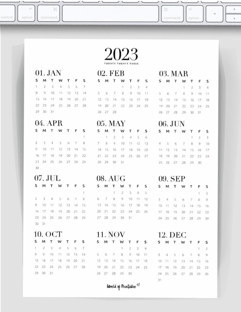 basic monthly calendar 2023 pdf