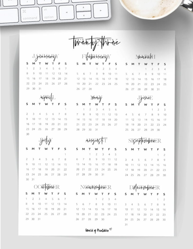 black and white monthly calendar 2023 pdf