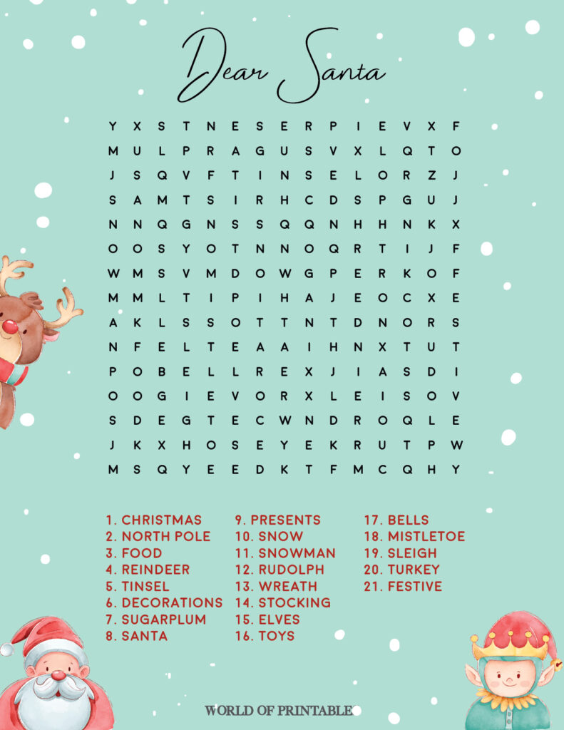 Free Printable Christmas Word Search - World of Printables