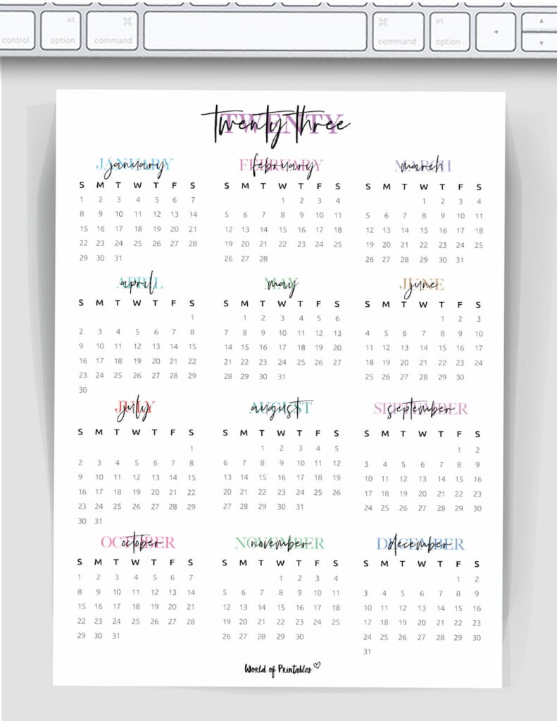 colorful 2023 monthly calendar pdf