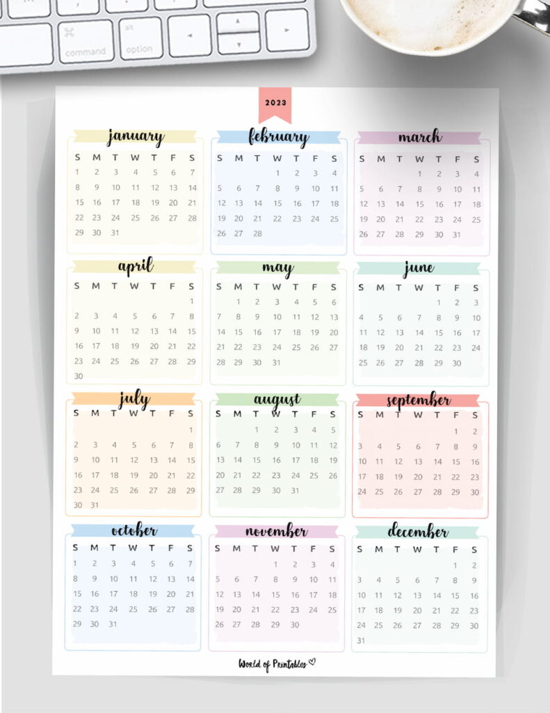 colorful year calendar 2023